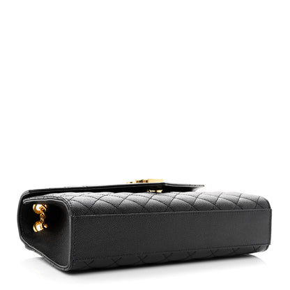 Saint Laurent Grain De Poudre Textured Mixed Matelasse Triquilt Medium Monogram Satchel Black 4 of 10