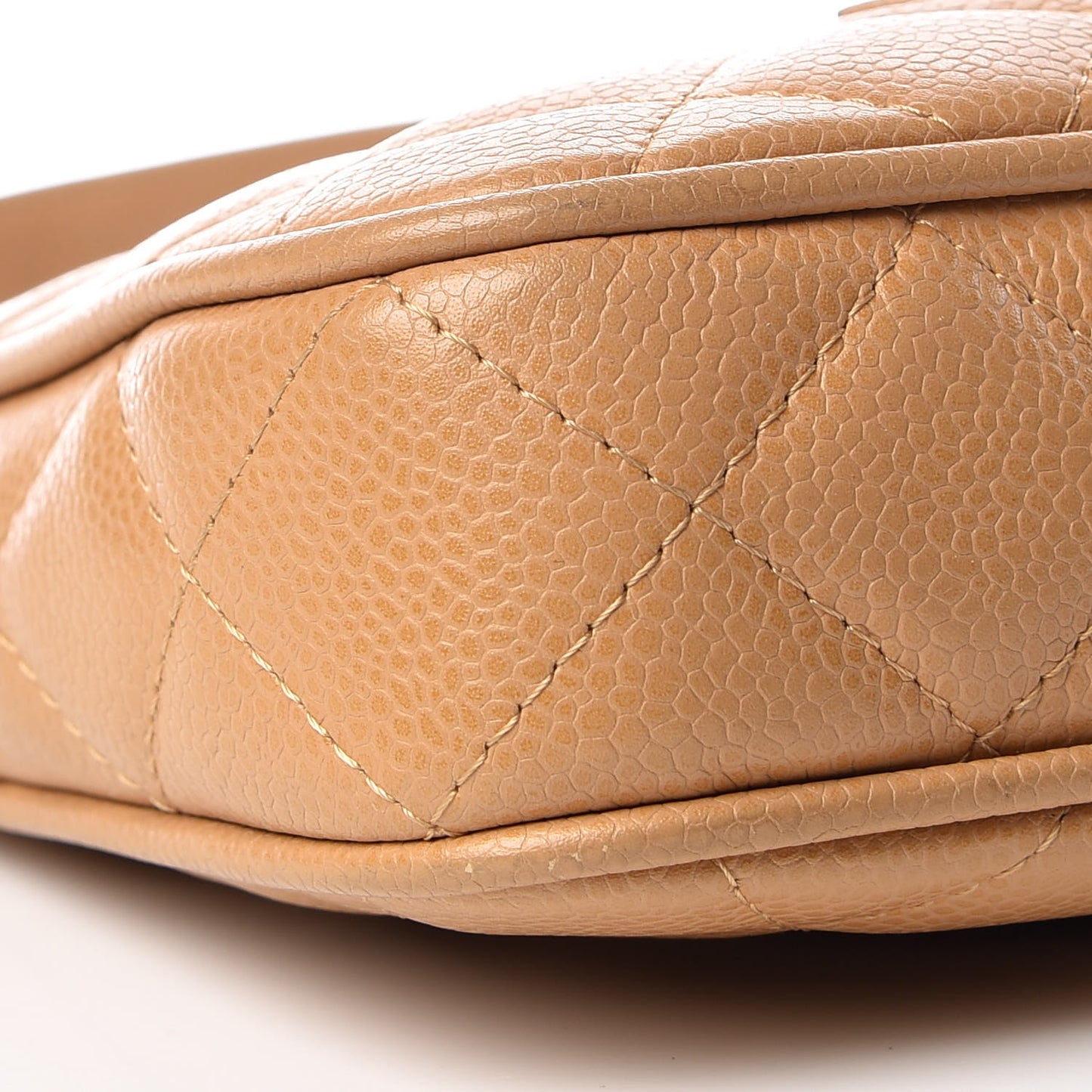 Caviar Quilted CC Shoulder Bag Beige