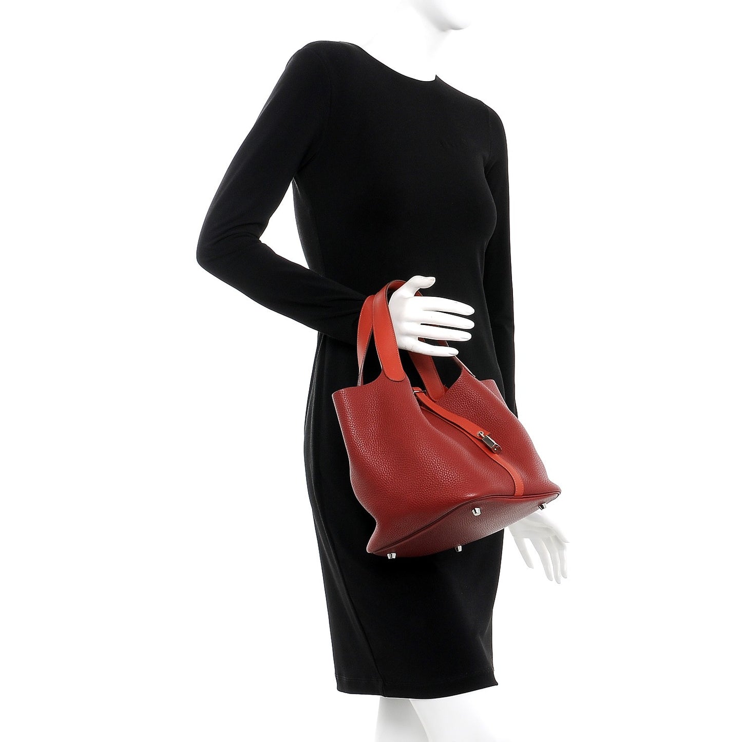 Taurillon Clemence Swift Picotin Lock 22 MM Rouge H Brique
