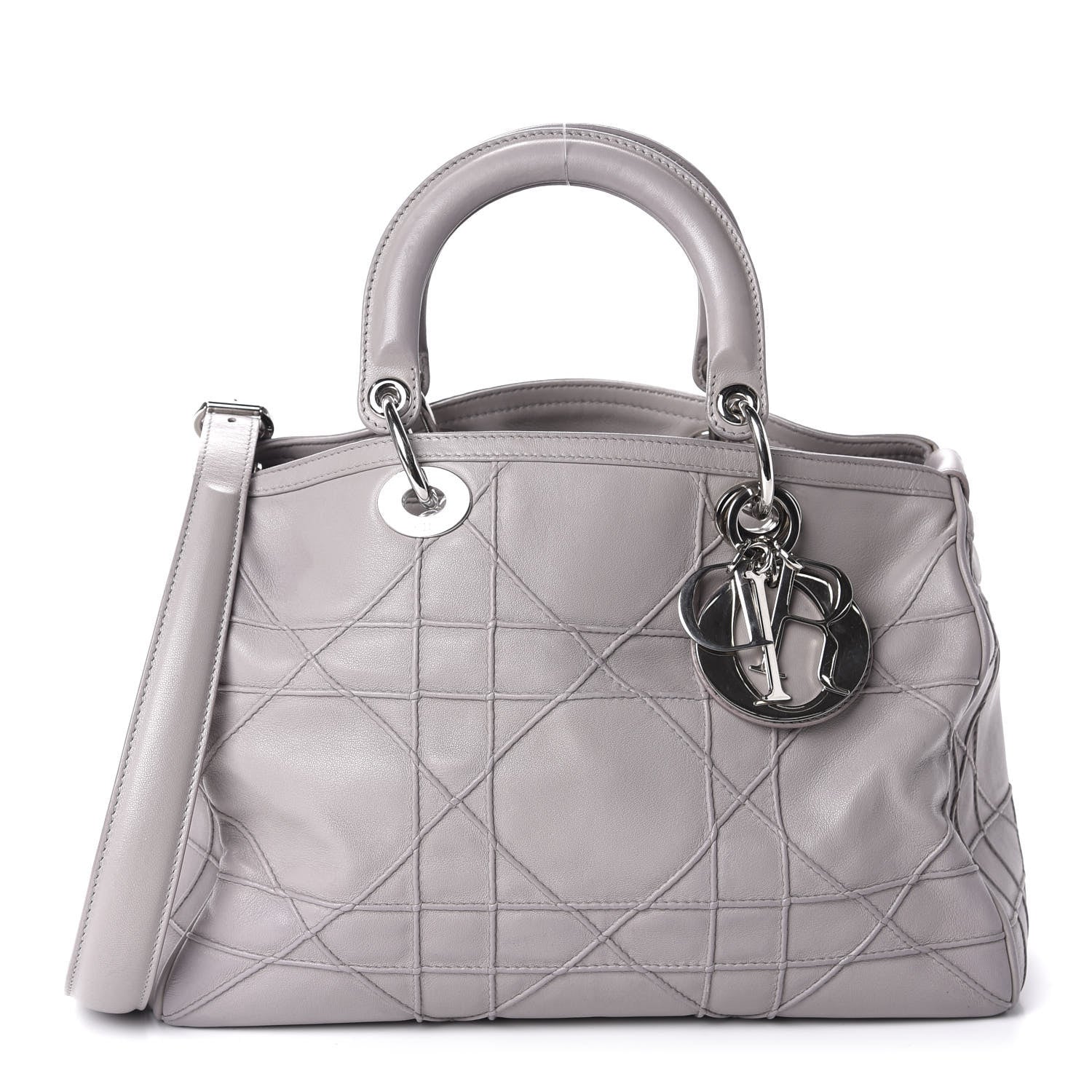 Christian Dior Lambskin Cannage Granville Polochon Grey 1 of 10