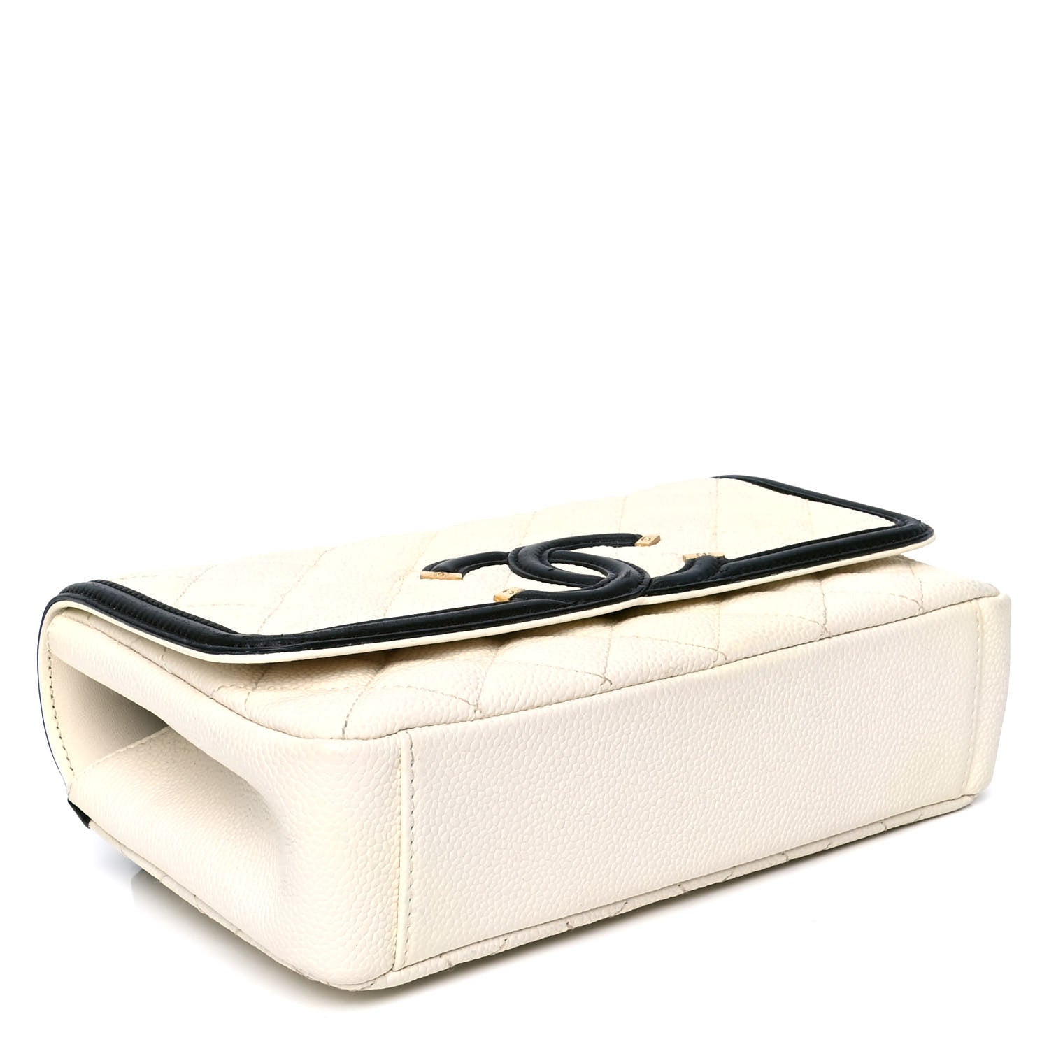 Chanel Caviar Quilted Small CC Filigree Flap White Black 6 of 10