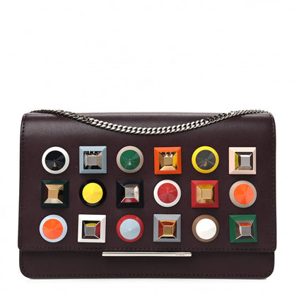 Fendi Vitello Liberty Studded Tube Wallet On Chain Bordeaux 1 of 4