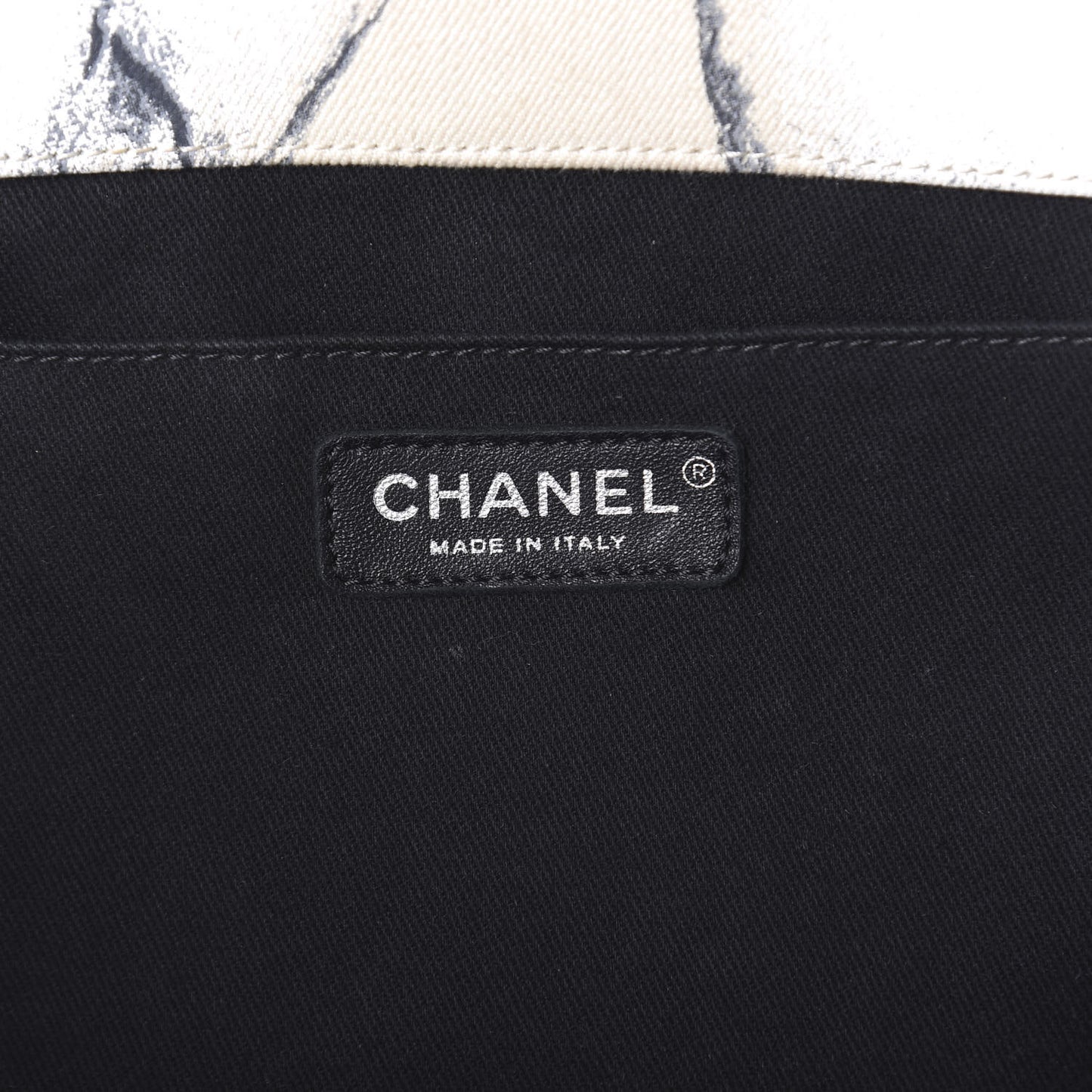 Canvas Medium Camellia Shopping Tote Beige Black