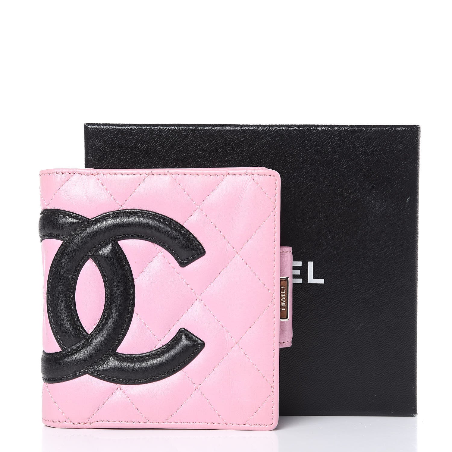 Chanel Calfskin Quilted Cambon Bi-Fold Wallet Pink Black 14 of 14