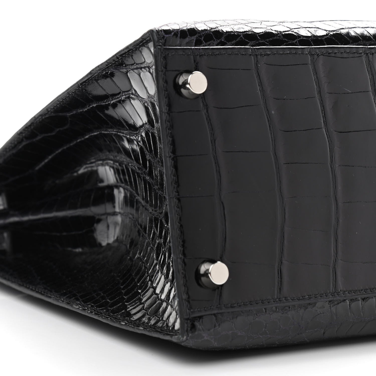 Hermes Shiny Porosus Crocodile Kelly Sellier 32 Black 9 of 11