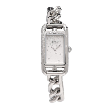 Hermes Stainless Steel Diamond 17mm Nantucket Jete De Diamants Quartz Watch 1 of 5