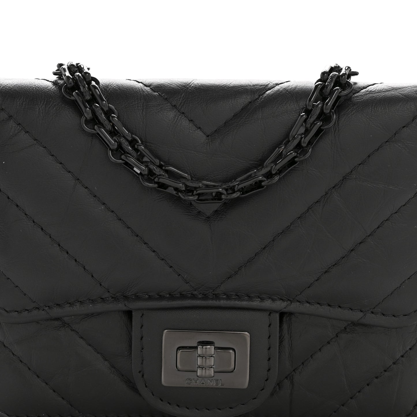 Aged Calfskin Chevron Quilted Reissue Belt Bag So Black