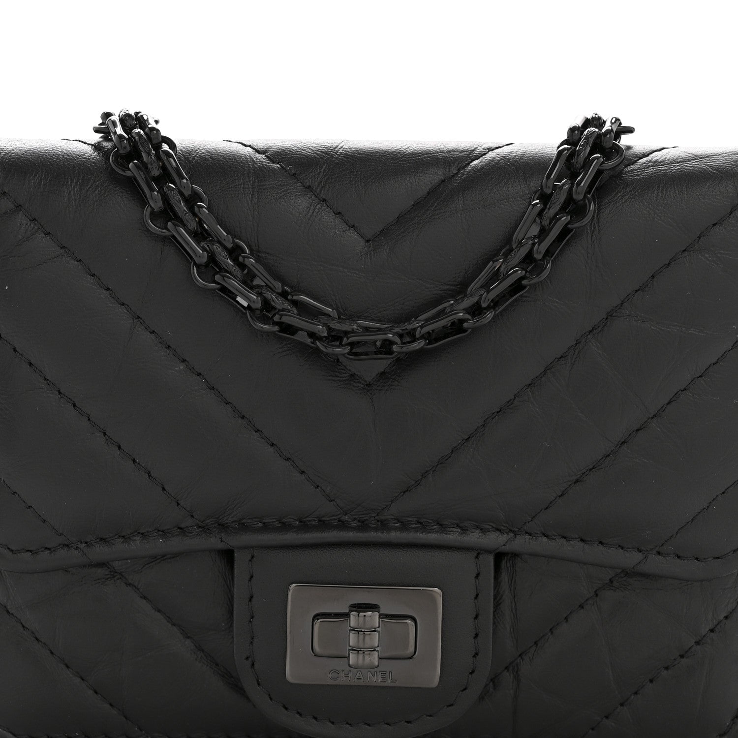 Chanel Aged Calfskin Chevron Quilted Reissue Belt Bag So Black 9 of 11