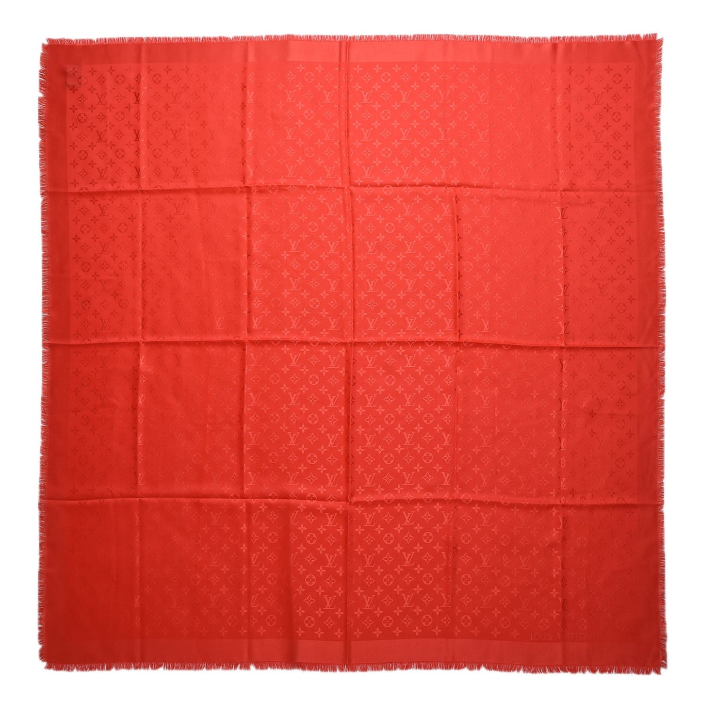 Silk Wool Monogram Shawl Coquelicot