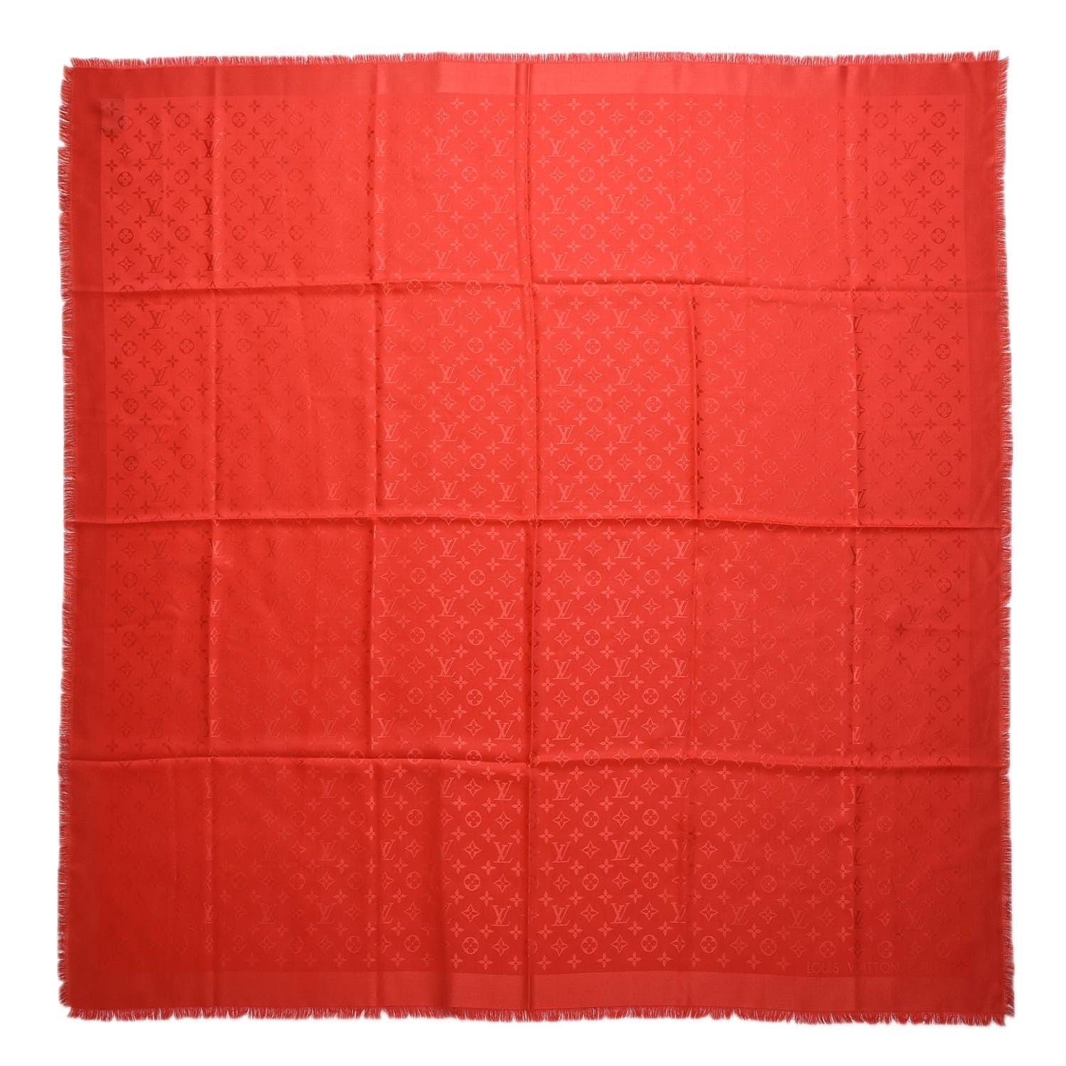 Louis Vuitton Silk Wool Monogram Shawl Coquelicot 1 of 5