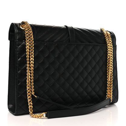 Saint Laurent Grain De Poudre Textured Mixed Matelasse Large Triquilt Monogram Satchel Black 2 of 10