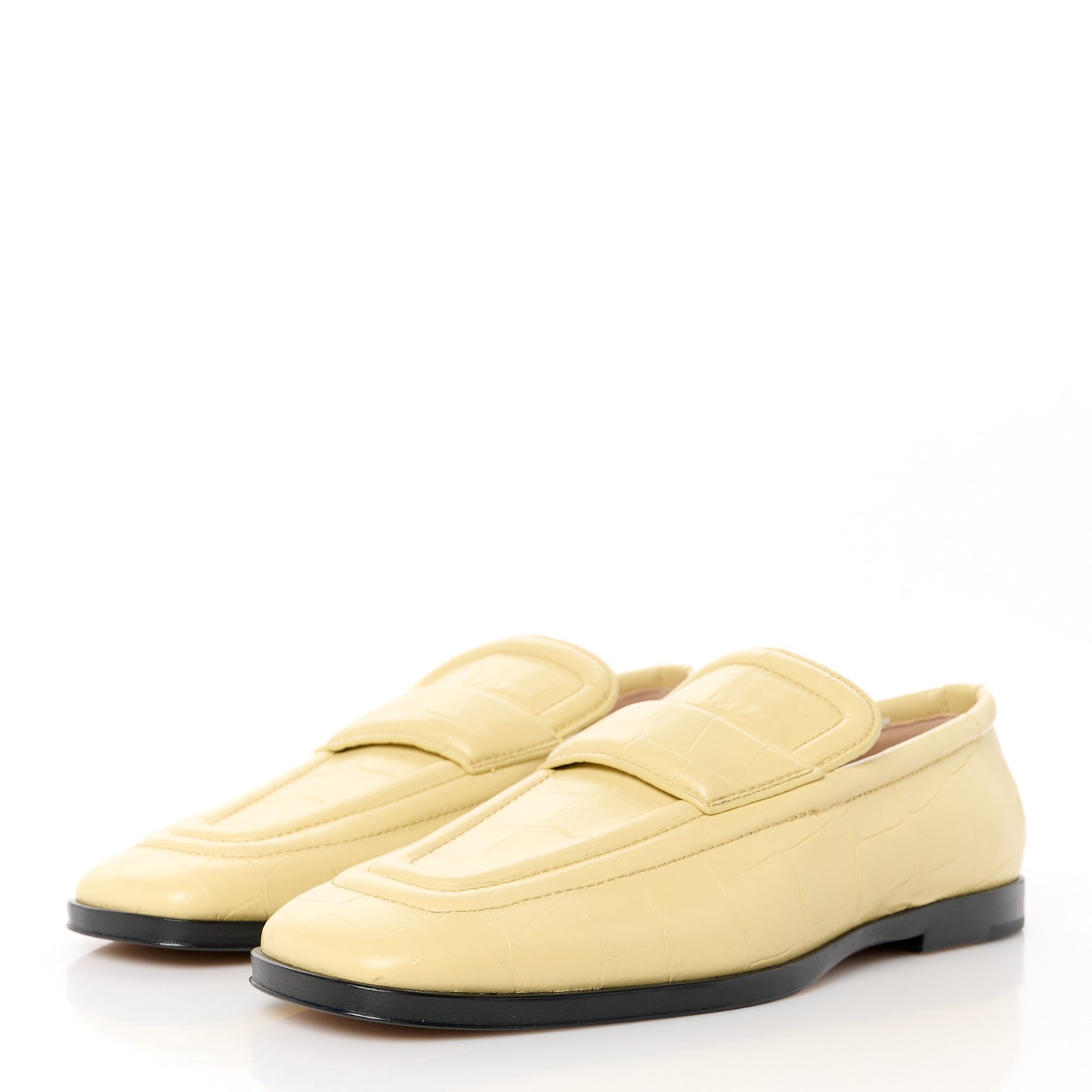 Calfskin Alligator Embossed Loafers 36.5 Butter