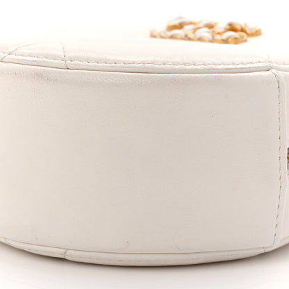 Chanel Shiny Goatskin Quilted Chanel 19 Round Clutch With Chain White 10 of 12