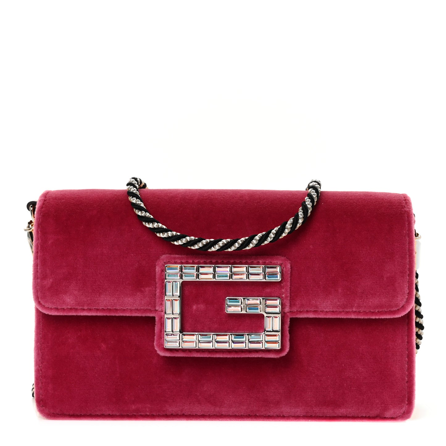 Velvet Crystal Square G Shoulder Bag Light Raspberry Rose