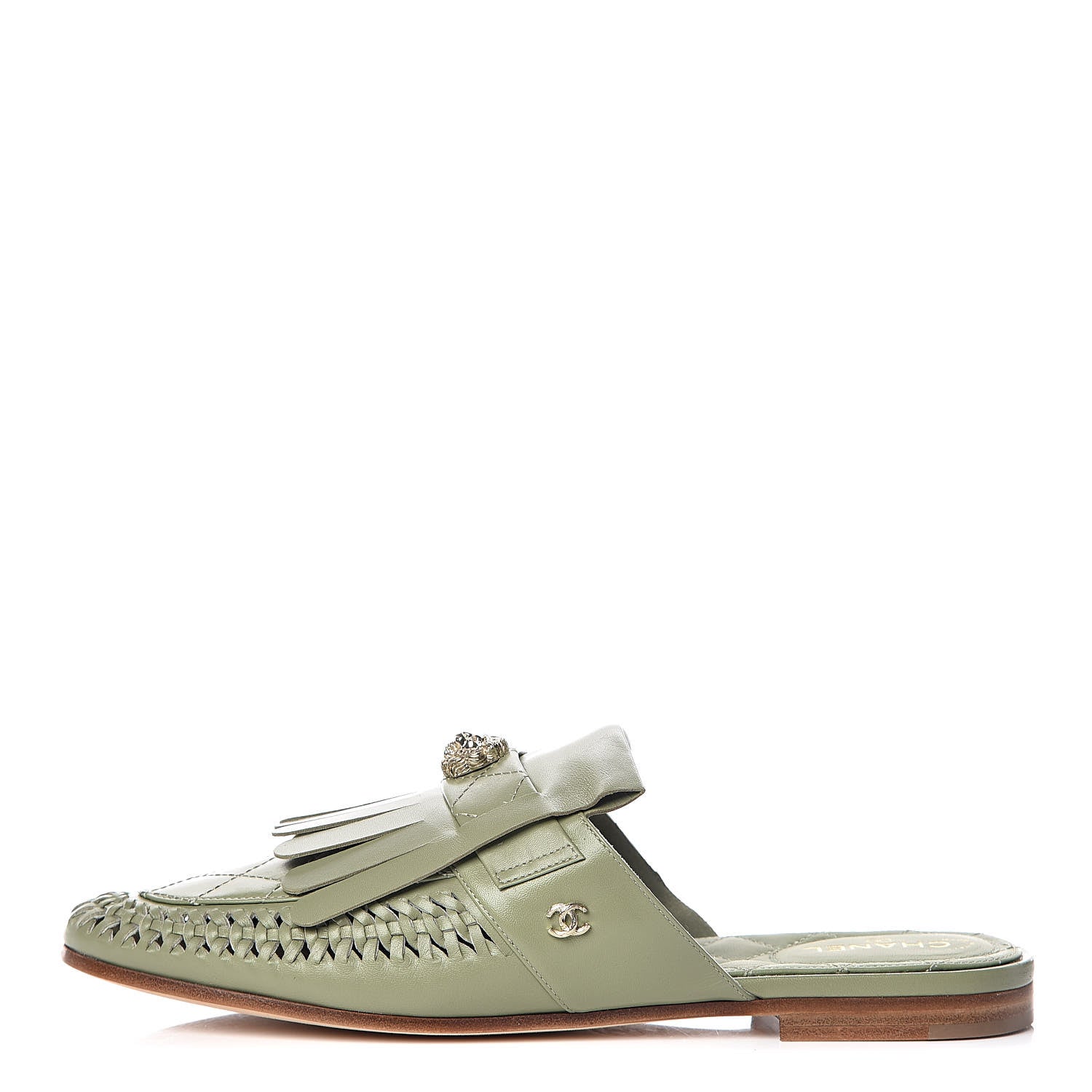 Chanel Lambskin Kangaroo Mules 39.5 Light Green 1 of 10