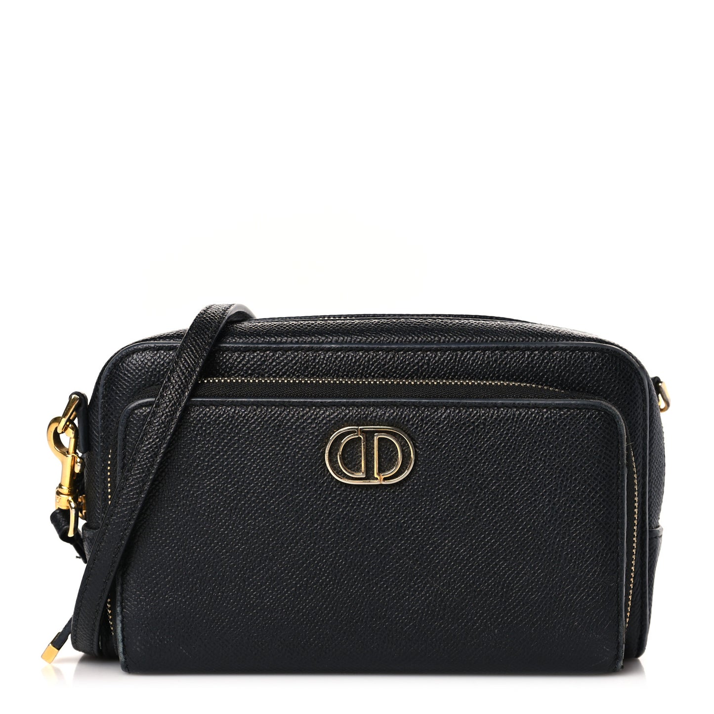 Grained Calfskin Caro Double Pouch Black