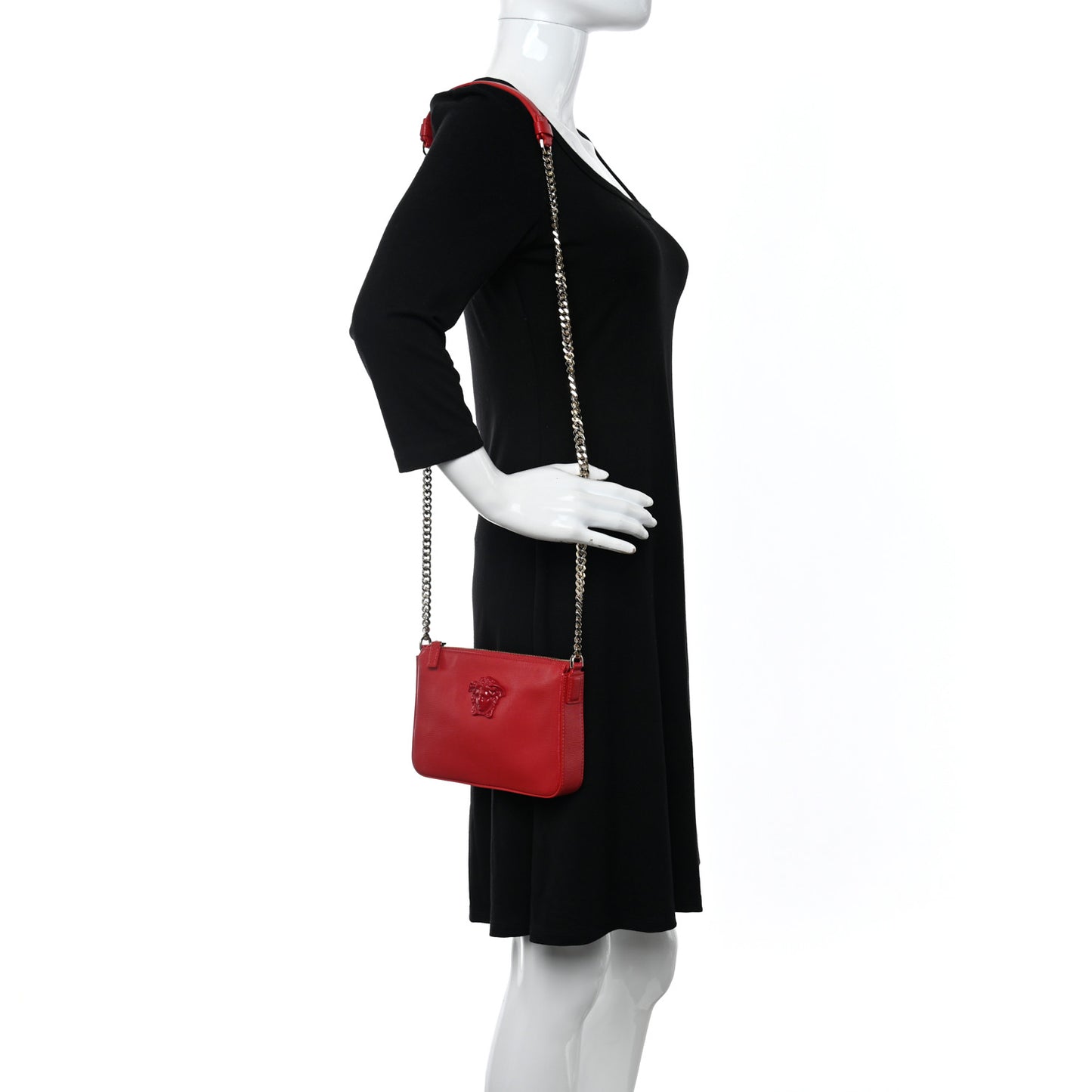 Saffiano Calfskin Palazzo Chain Crossbody Red