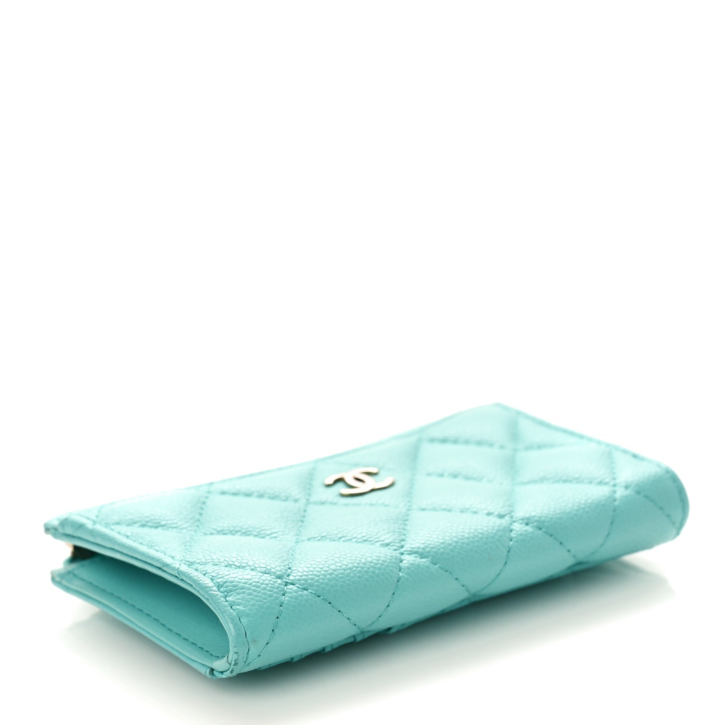 Caviar Quilted CC Zip Around Card Holder Blue