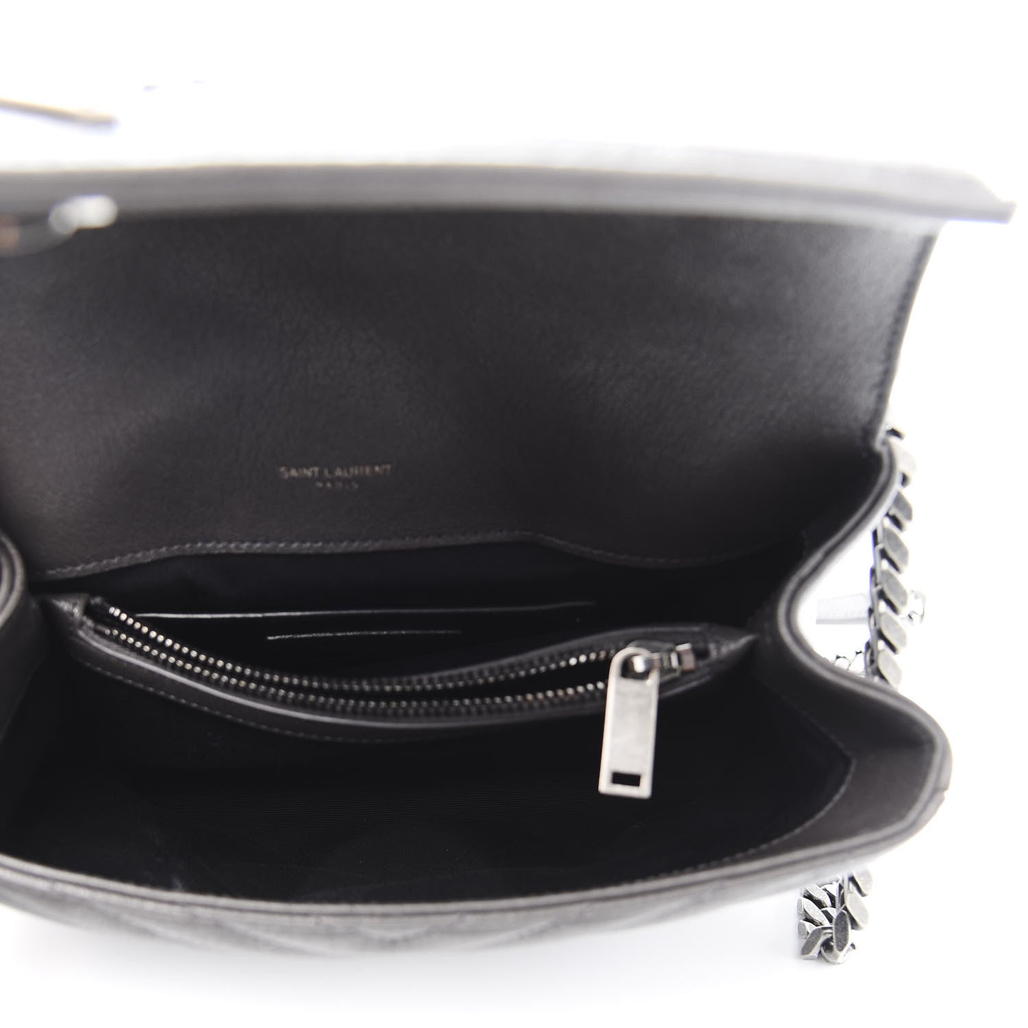 Saint Laurent Sheepskin Matelasse Chevron Monogram Medium College Bag Asphalt 5 of 10