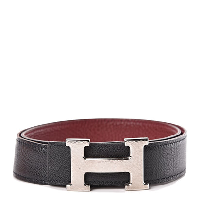 Hermes Togo Epsom 32mm Martelee H Belt 75 Rouge H Black 1 of 9