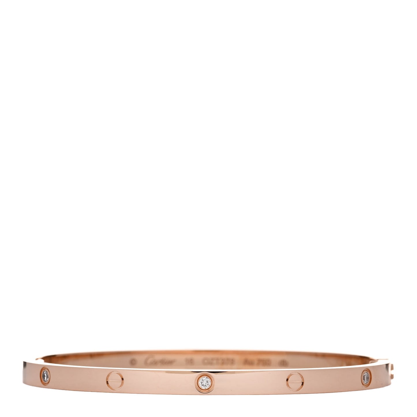 18K Pink Gold 6 Diamond Small LOVE Bracelet 16