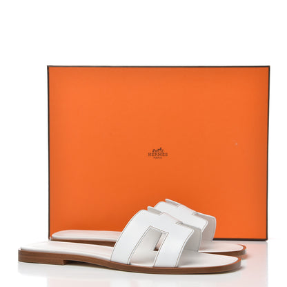 Hermes Box Calfskin Oran Sandals 38 White 10 of 10
