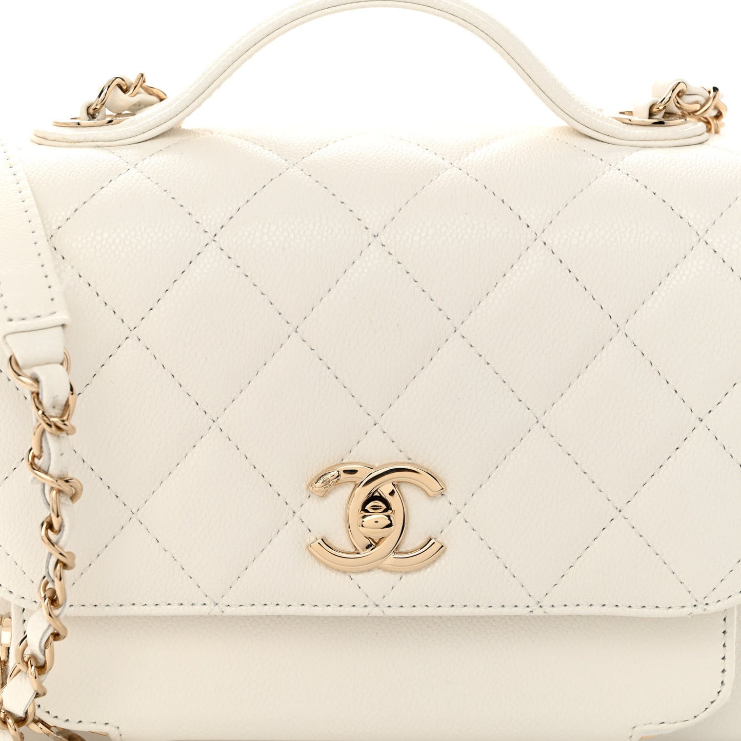 Caviar Quilted Medium Business Affinity Flap White
