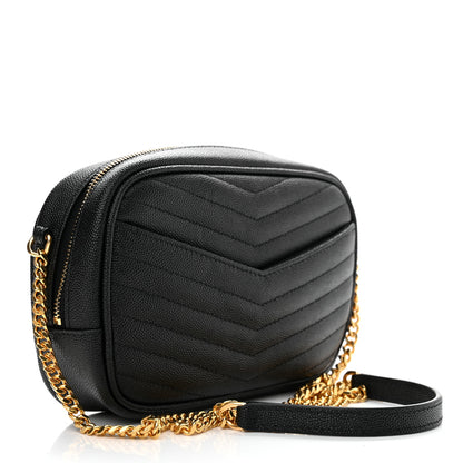 Saint Laurent Grain De Poudre Matelasse Monogram Mini Lou Camera Bag Black 3 of 10