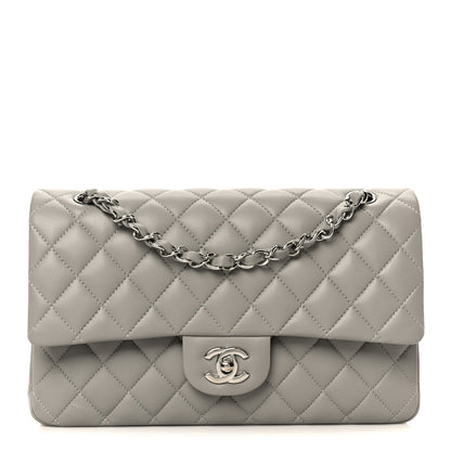 Chanel Lambskin Quilted Medium Double Flap Grey 1 of 12