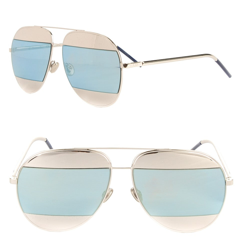 Christian Dior Split 1 Aviator Sunglasses Silver 1 of 6