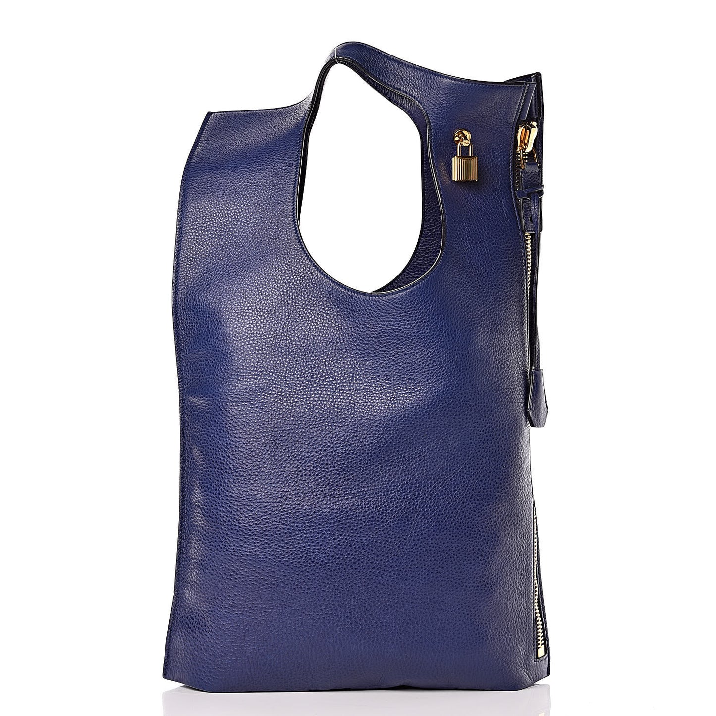 Calfskin Large Alix Padlock Zip Shoulder Bag Cobalt
