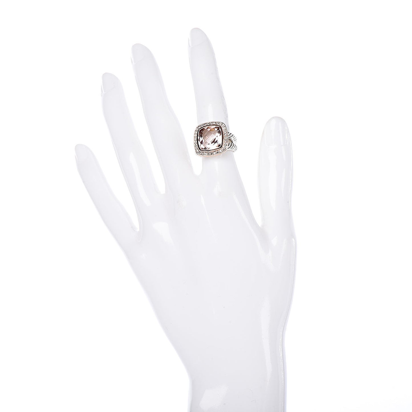 Sterling Silver 18K Rose Gold Diamond Morganite 11mm Albion Ring 48 4.5