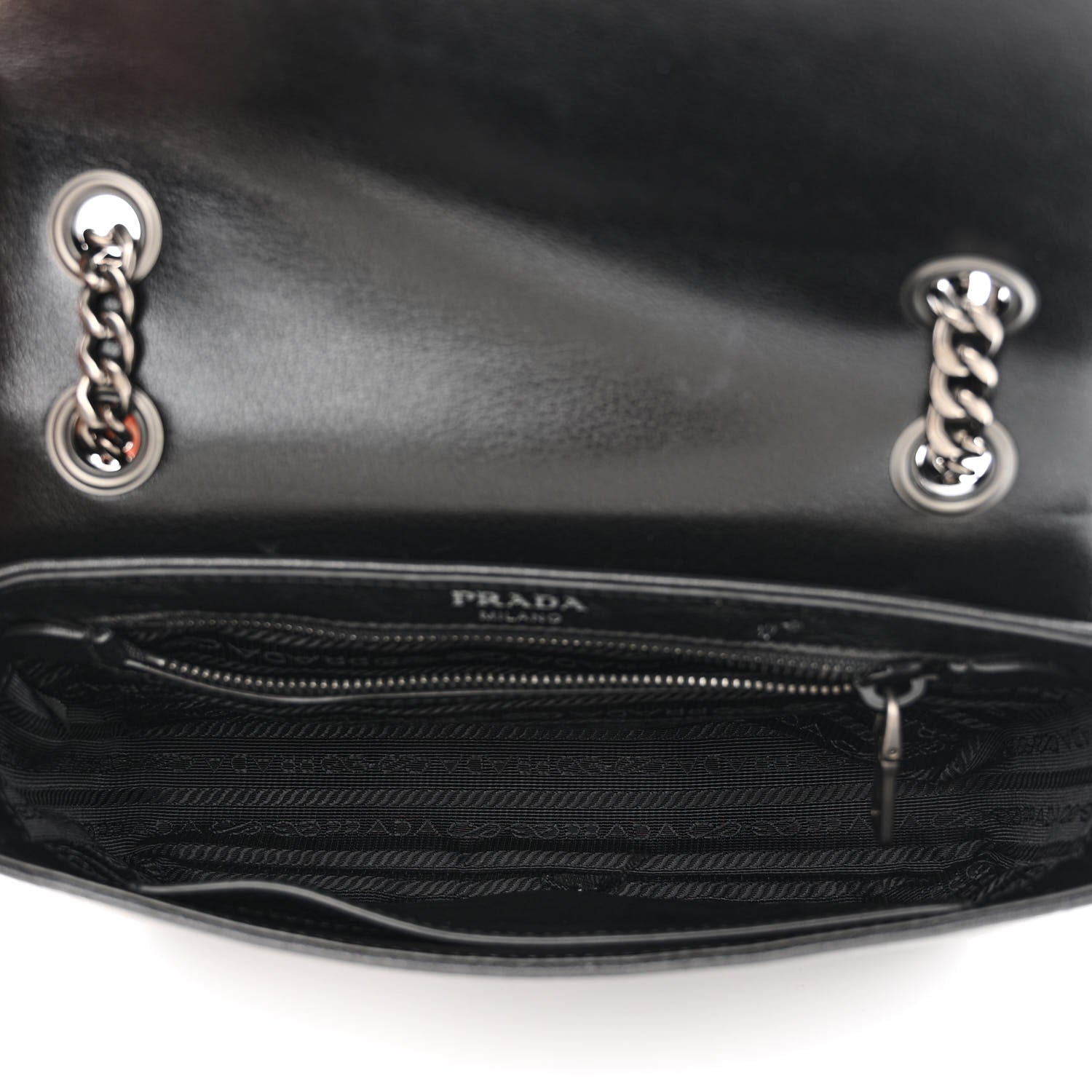 Prada Glace Calfskin Studded Crossbody White Black 5 of 14