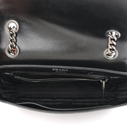 Prada Glace Calfskin Studded Crossbody White Black 5 of 14