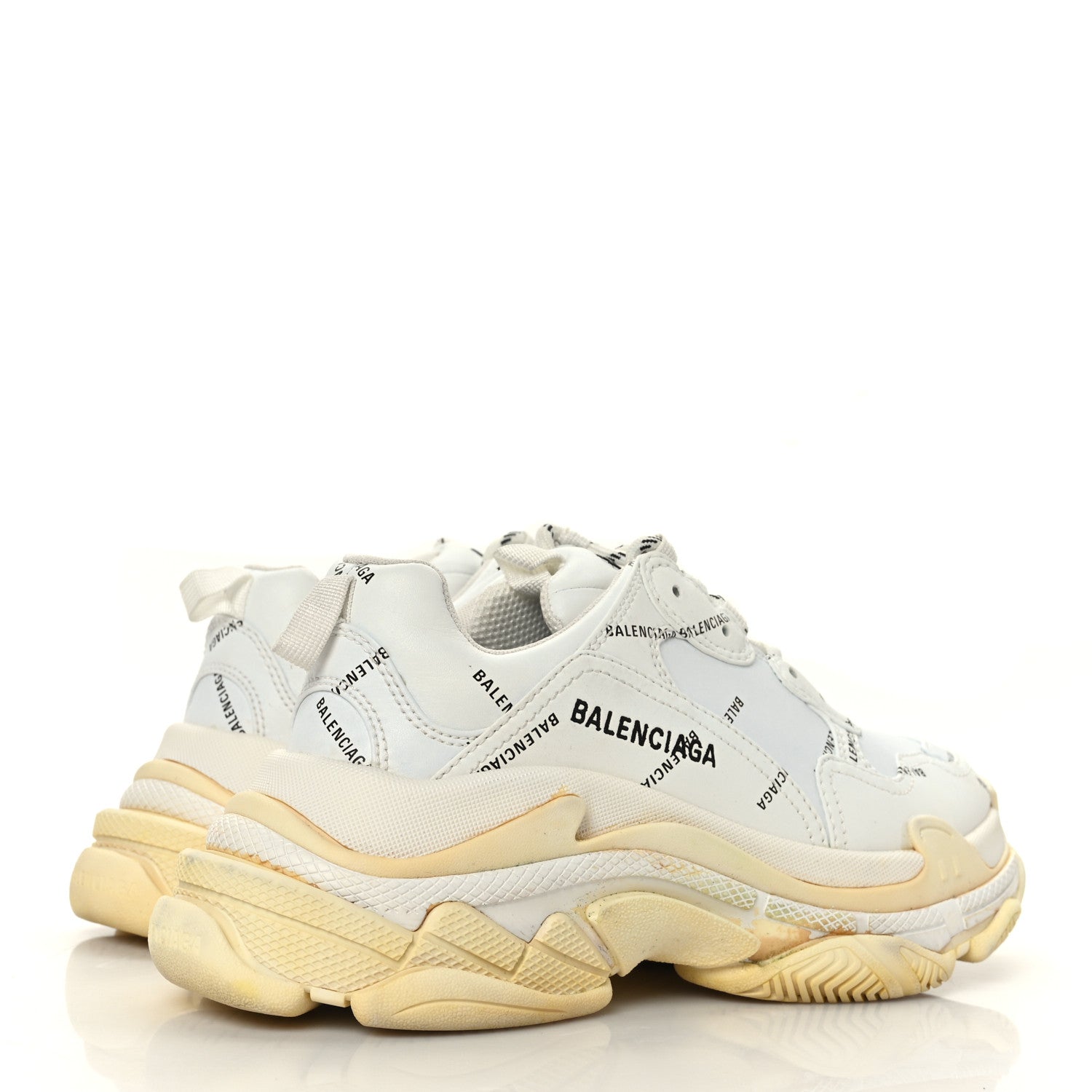 Balenciaga Technical Fabric Allover Logo Womens Triple S Sneakers 39 White Black 4 of 8