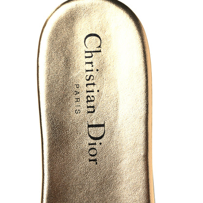Christian Dior Canvas Lurex Embroidered Dway Flat Slide Sandals 38 Platinum 7 of 8