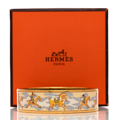 Hermes Enamel Printed Wide Galop Volant Bracelet 70 Creme 6 of 6