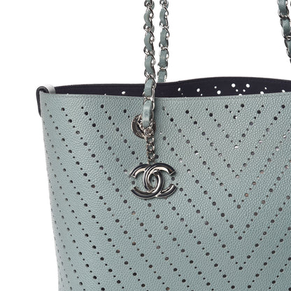 Chanel Perforated Grained Calfskin Large Shopping Tote Green 10 of 10