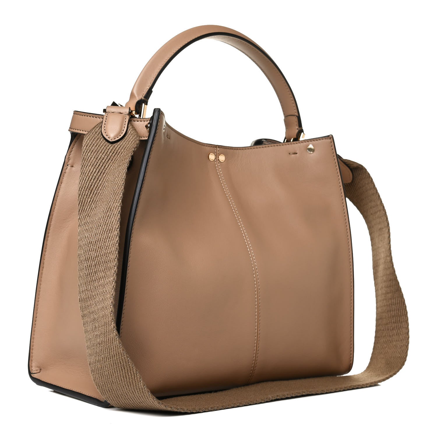 Fendi Vitello Seta Nabuk Pequin Medium Peekaboo X-Lite Cuoio Tabacco Moro 3 of 13