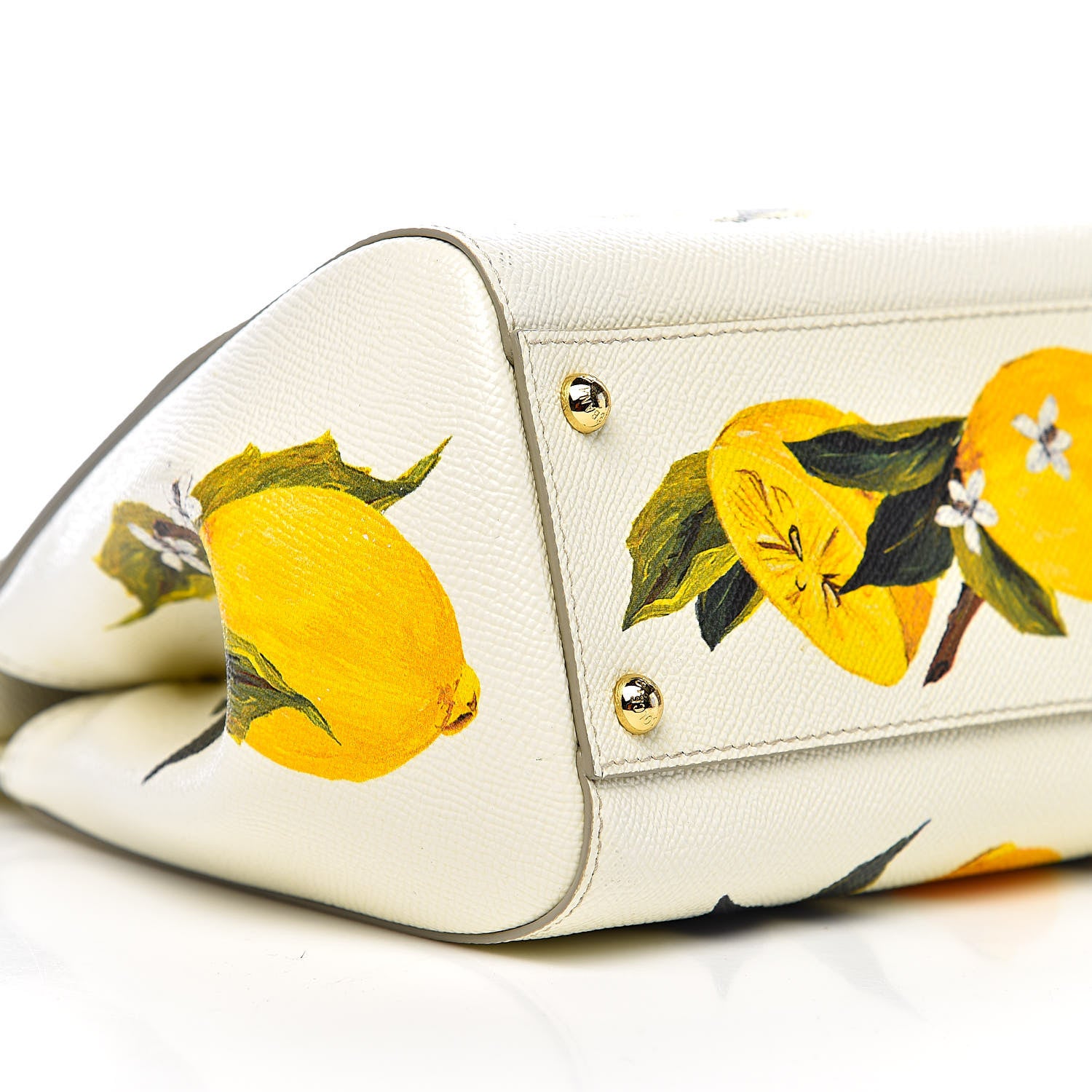 Dolce & Gabbana Dauphine Lemon Print Medium Miss Sicily Satchel White 7 of 9