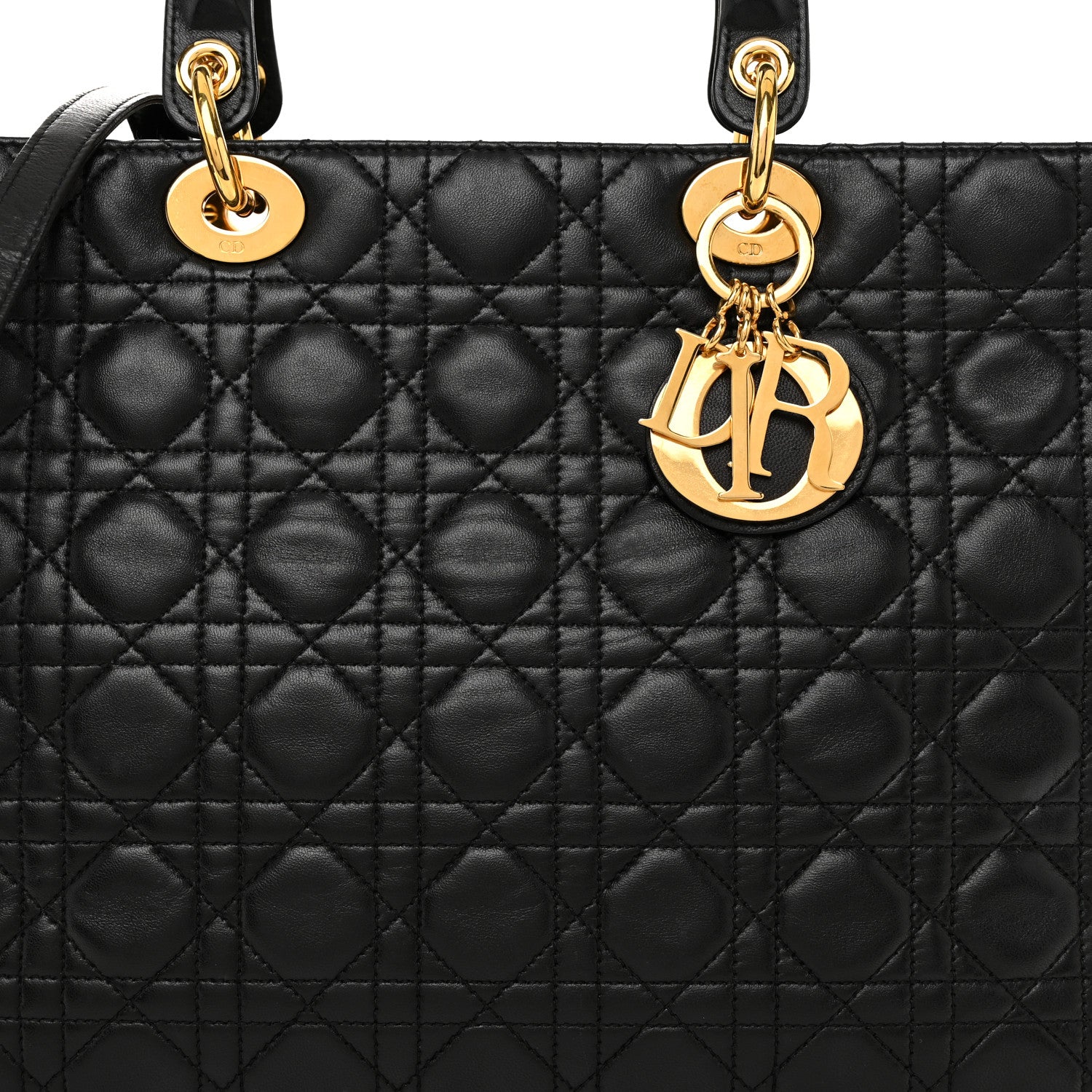 Christian Dior Lambskin Cannage Large Lady Dior Black 8 of 11