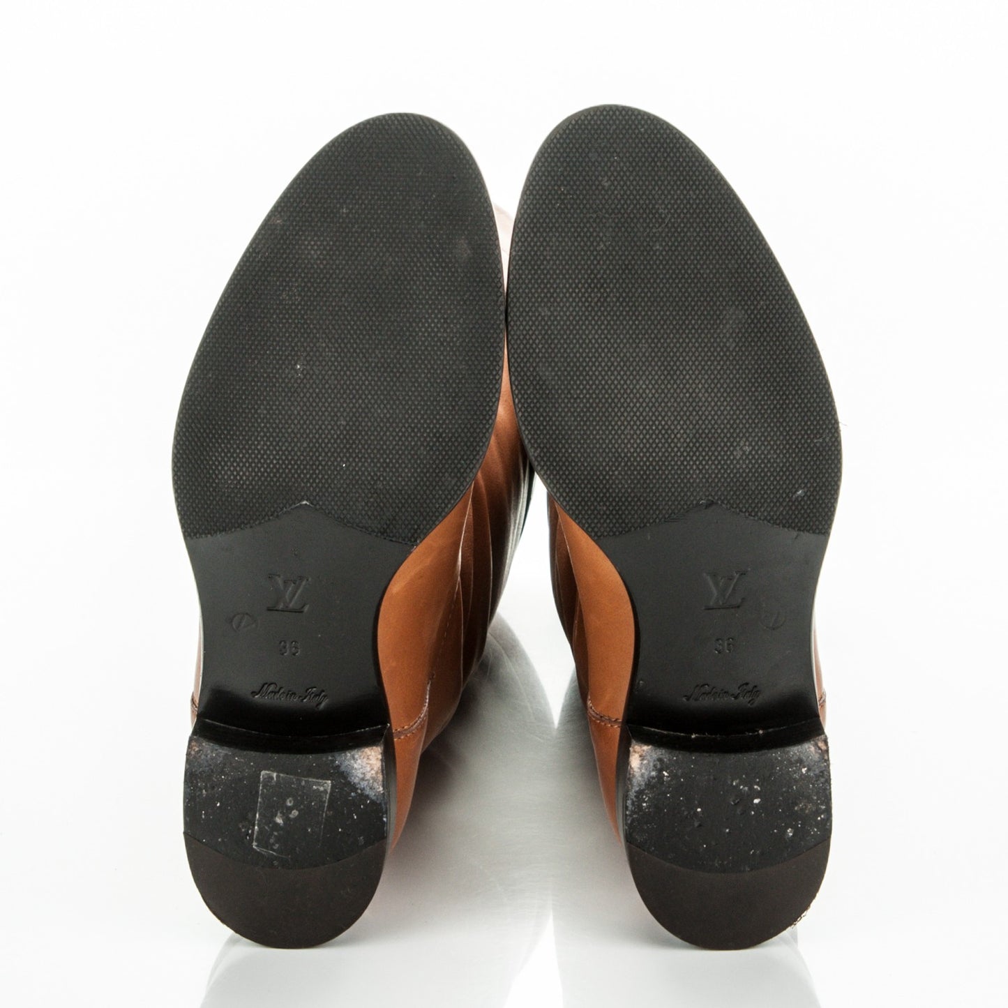 Calfskin Legacy Flat High Boots 36 Brown