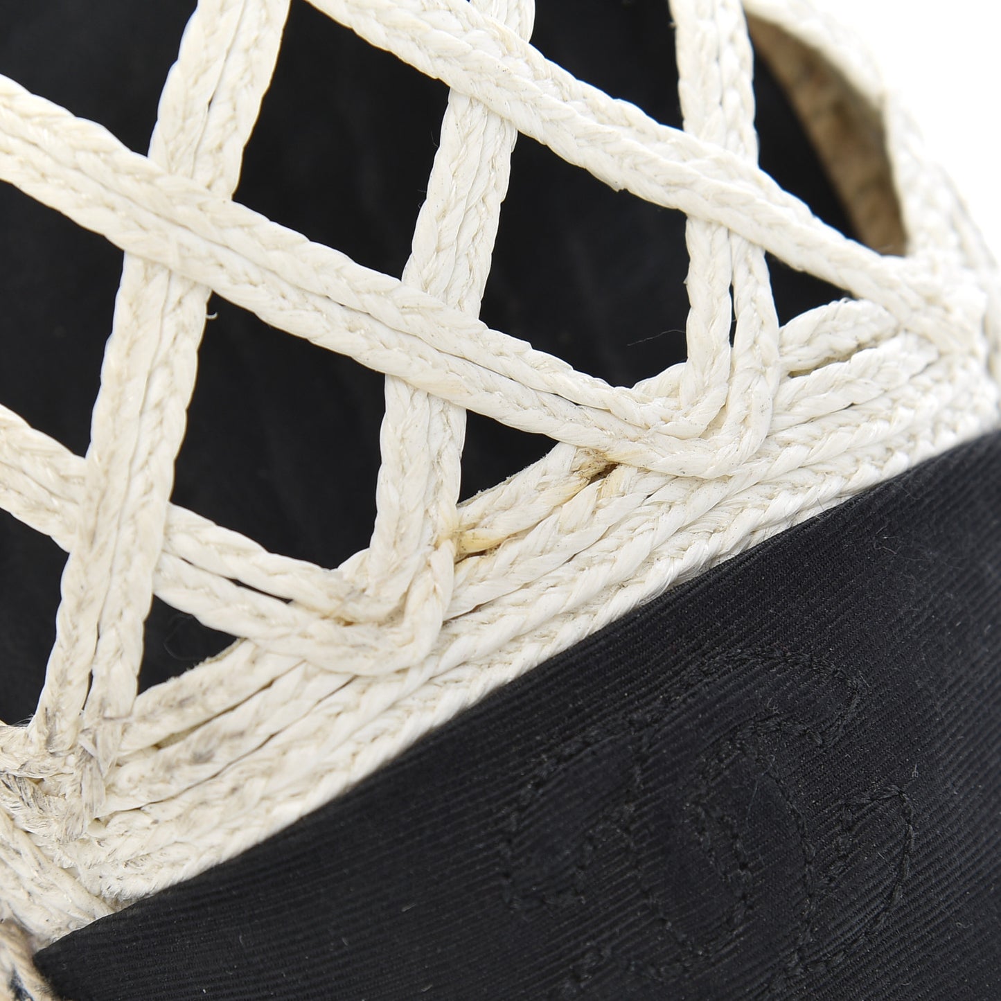 Woven Fabric Grosgrain CC Espadrilles 37 White Black