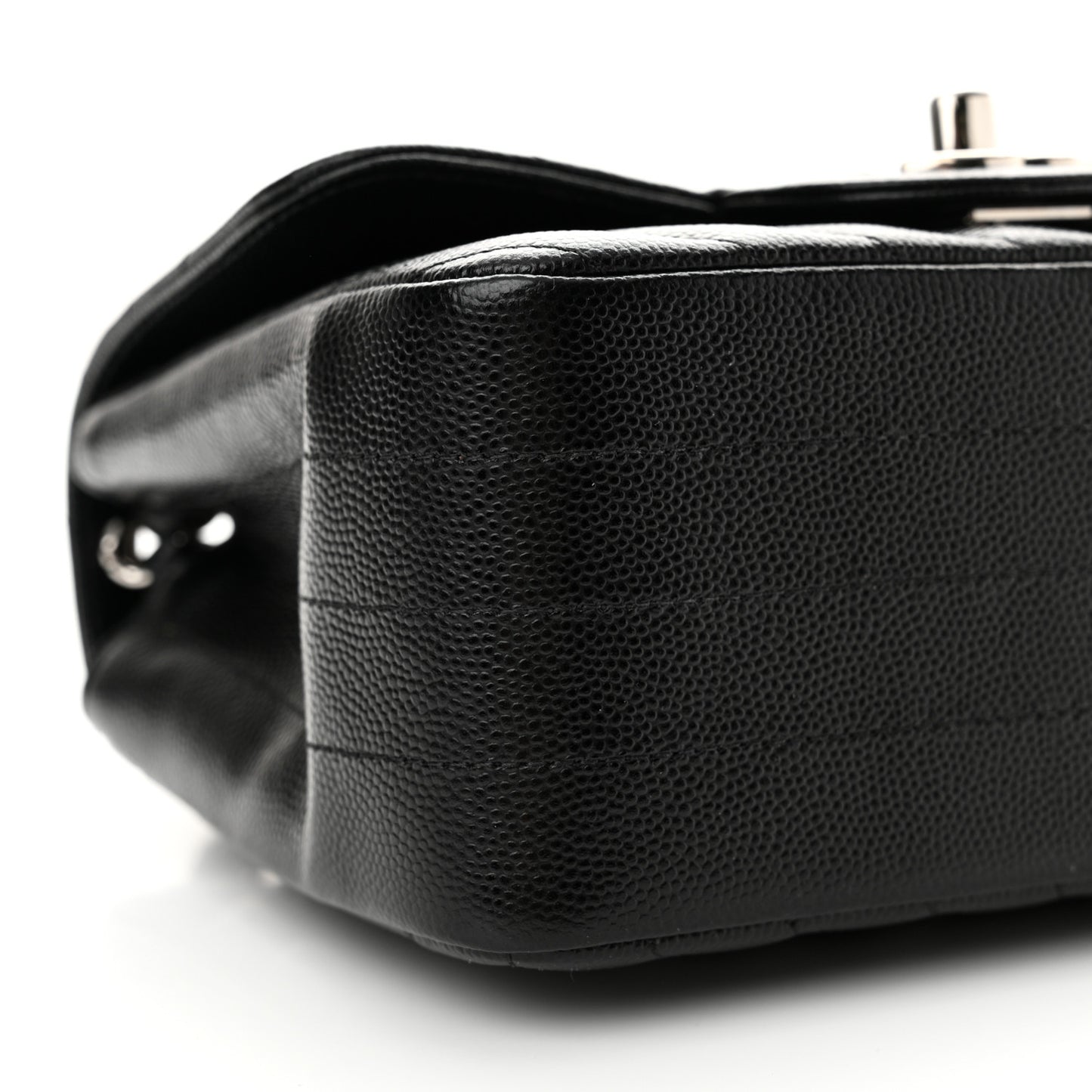 Caviar Chevron Quilted Mini Square Flap Black