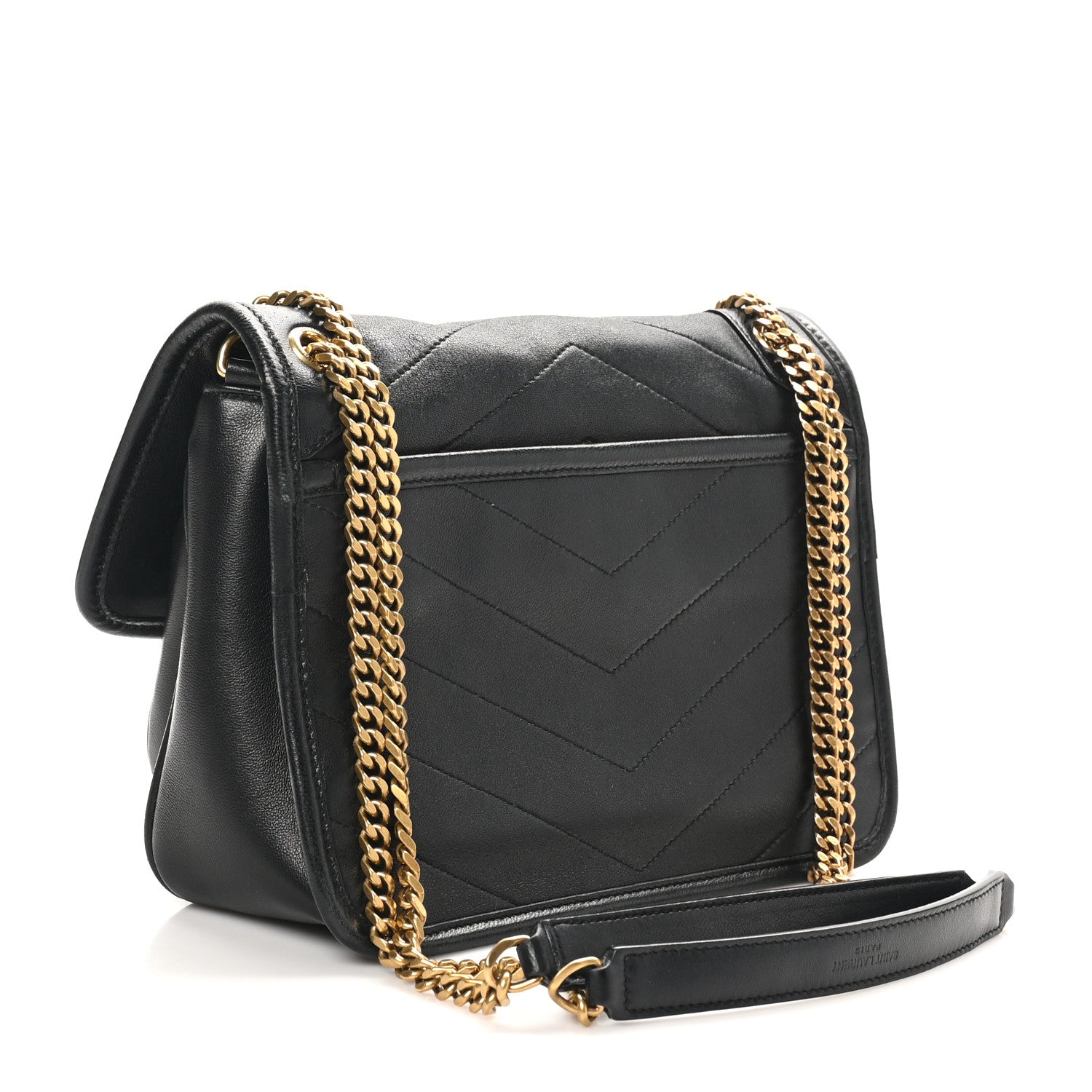 Saint Laurent Lambskin Matelasse Monogram Baby Niki Chain Satchel Black 3 of 10