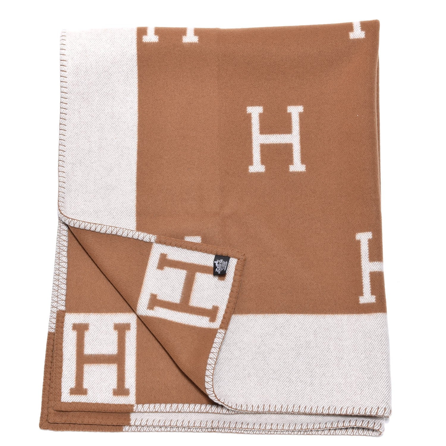 Hermes Wool Cashmere Avalon Blanket Ecru Camel 3 of 4