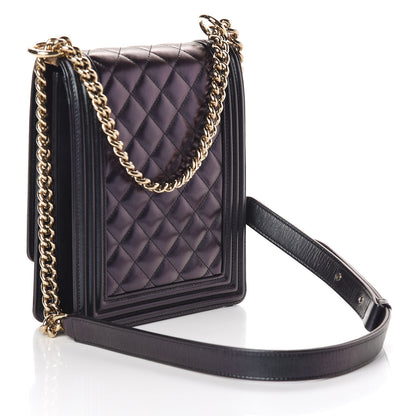 Chanel Iridescent Calfskin Quilted North South Boy Flap Black 3 of 14