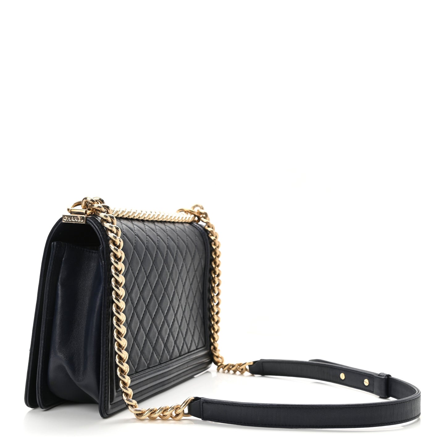 Lambskin Quilted New Medium Boy Flap Navy