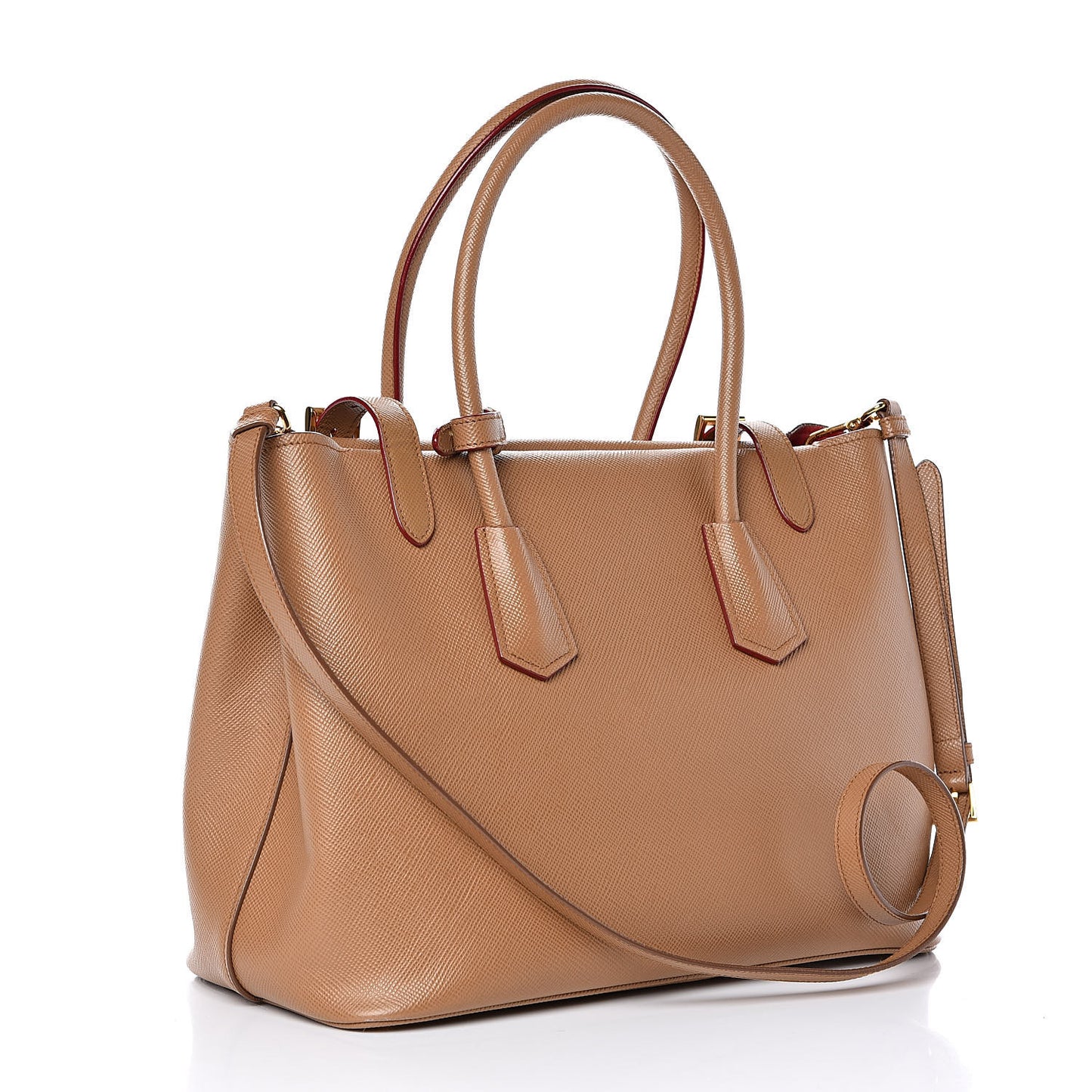 Saffiano Cuir Buckle Tote Caramel