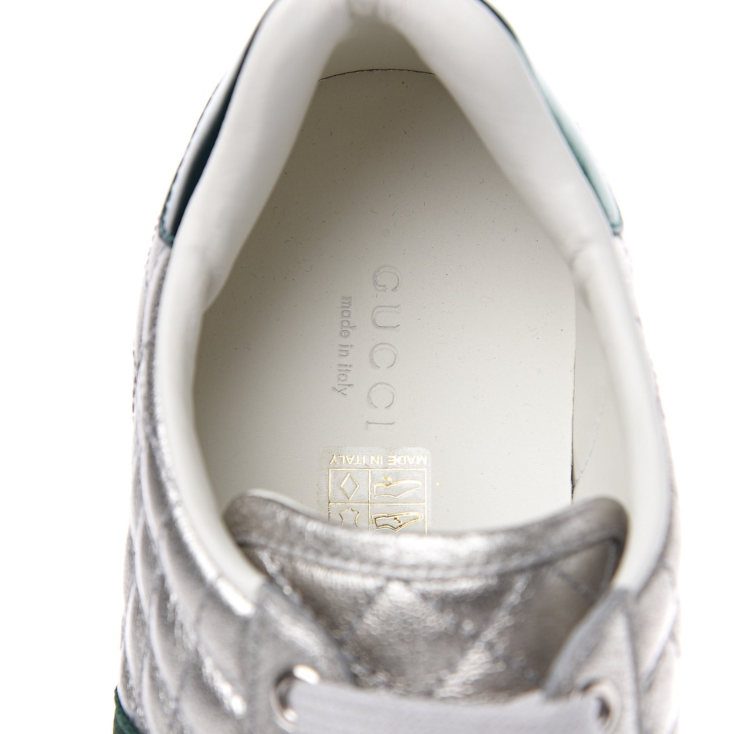 Laminated Nappa Crystal Web Bee Embroidered Trapuntata Womens Ace Platform Sneakers 40 Argento